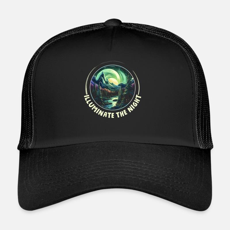 Aurora Borealis Dark Sky Nature Light Display - Trucker Cap - black/black