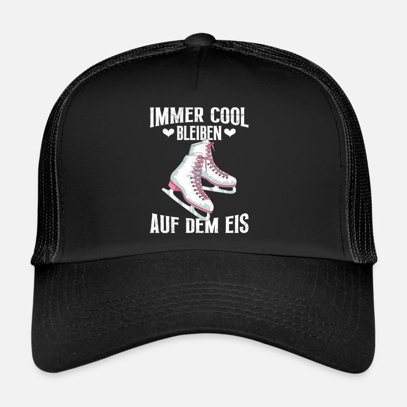 Eisläuferin Immer Cool Bleiben auf dem Eis - Trucker Cap - Schwarz/Schwarz