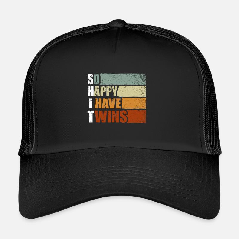 So glücklich, dass ich Zwillinge habe - Lustige Eltern - Trucker Cap - Schwarz/Schwarz