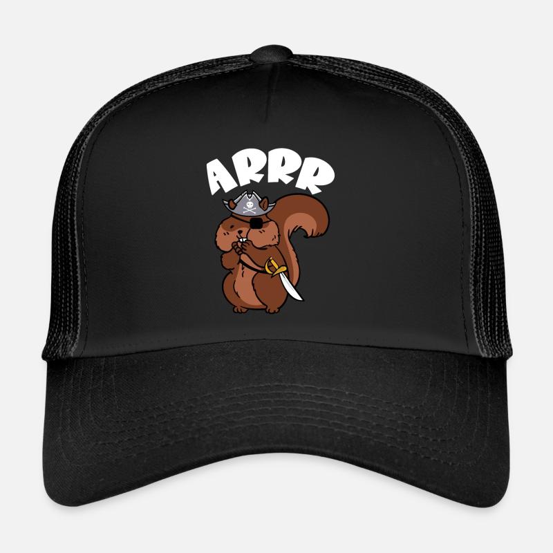Forest Animal Cute Kids Squirrel Pirate Arrr Trucker Cap