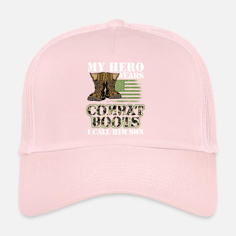 My Hero Wears Combat Boots I Call Him Son Trucker Cap