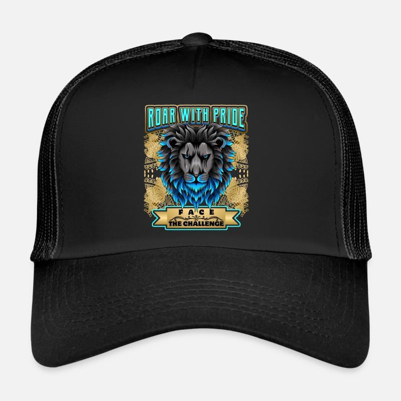 Löwe Spruch, Löwenkopf - Trucker Cap - Schwarz/Schwarz