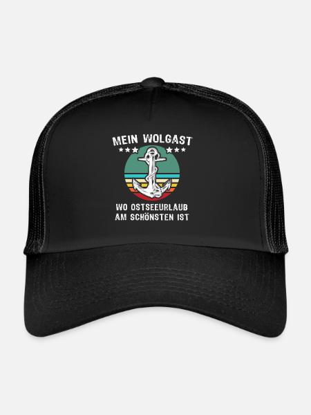 Wolgast Urlaub - Trucker Cap - Schwarz/Schwarz