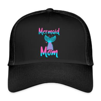 Fête d’anniversaire sirène famille assortie - Casquette trucker  - noir/noir - Devant