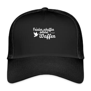 Den Frieden schaffen ohne Waffen - Friedenstaube - Trucker Cap - Schwarz/Schwarz - Vorne