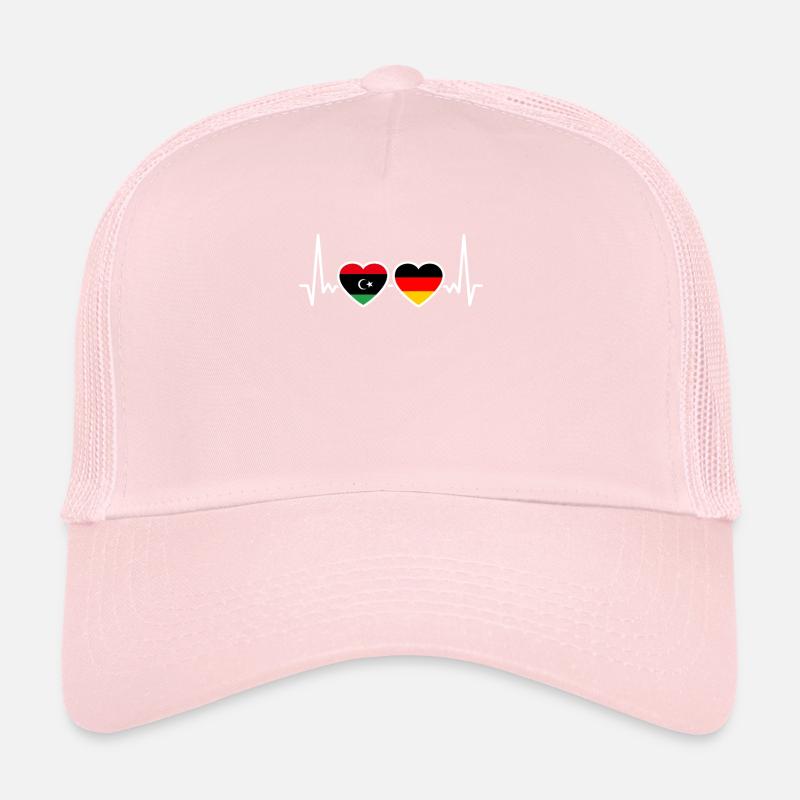 Libya Germany Heartbeat Flag Libyan Trucker Cap