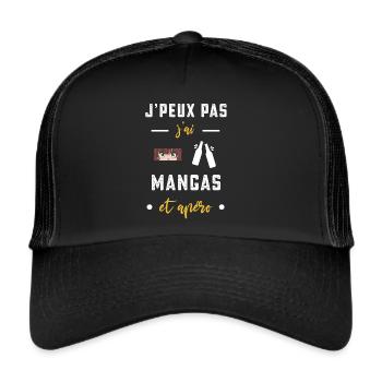 je peux pas j'ai mangas apéro humour - Casquette trucker  - noir/noir - Devant