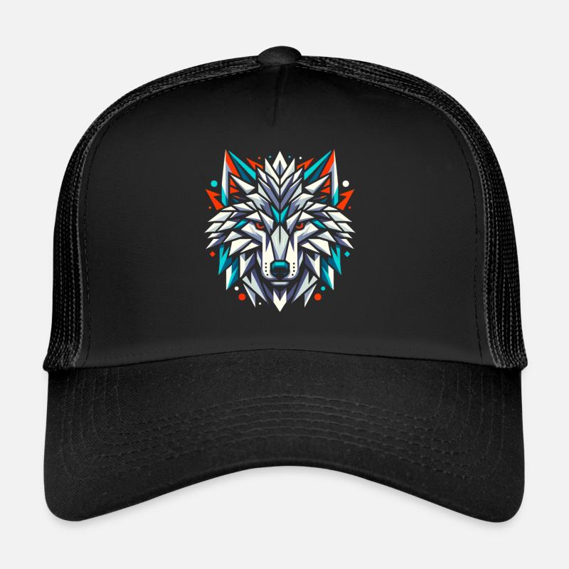 Geometric Wolf T-Shirt Design - Trucker Cap - Schwarz/Schwarz