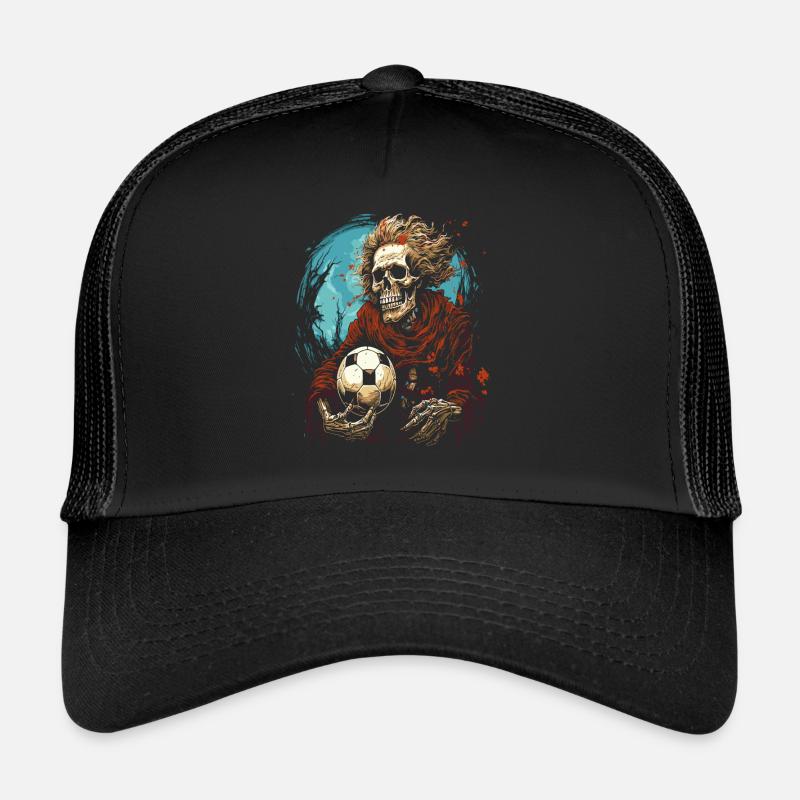Sensenmann und ein Fußball - Trucker Cap - Schwarz/Schwarz
