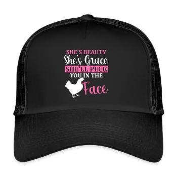 Amoureux de la poule Fermier Poulailler Amoureux de la poule - Casquette trucker  - noir/noir - Devant