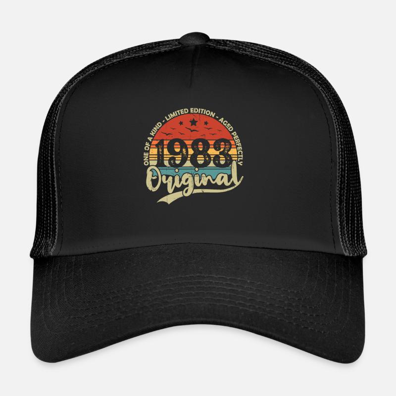 Original 1983 Vintage Retro Geburtstagsgeschenk - Trucker Cap - Schwarz/Schwarz