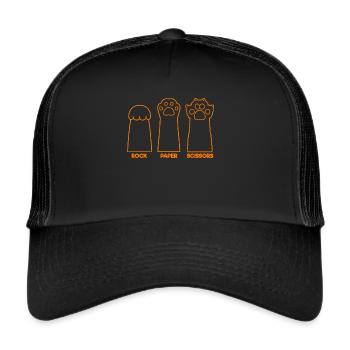 Rockpapierschere Handspiel Lustige Katzenkinder - Trucker Cap - Schwarz/Schwarz - Vorne