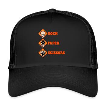 Rockpapierschere Handspiel Lustige Katzenkinder - Trucker Cap - Schwarz/Schwarz - Vorne