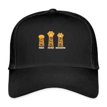 Rockpapierschere Handspiel Lustige Katzenkinder - Trucker Cap - Schwarz/Schwarz - Vorne