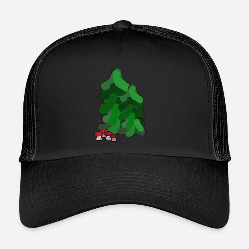 October Autumn Forest Fir Trees Toadstools Mushrooms Trucker Cap