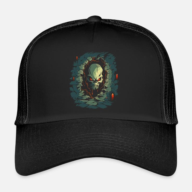 In the dungeon of horror is a skull Trucker Cap