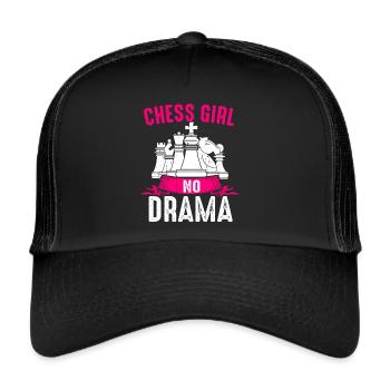 Schachspieler Stücke Schachliebhaber Mädchen - Trucker Cap - Schwarz/Schwarz - Vorne