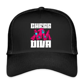 Schachspieler Stücke Schachliebhaber Mädchen - Trucker Cap - Schwarz/Schwarz - Vorne