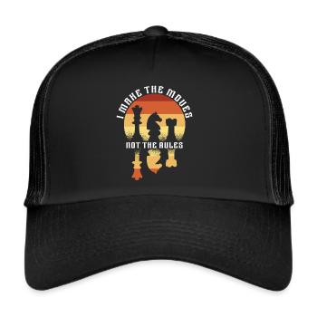 Schachspieler Stücke Schachliebhaber Mädchen - Trucker Cap - Schwarz/Schwarz - Vorne