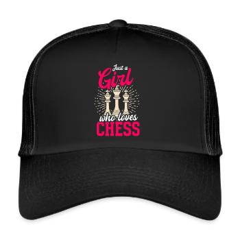 Schachspieler Stücke Schachliebhaber Mädchen - Trucker Cap - Schwarz/Schwarz - Vorne