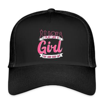 Schachspieler Stücke Schachliebhaber Mädchen - Trucker Cap - Schwarz/Schwarz - Vorne