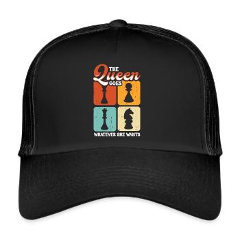 Schachspieler Stücke Schachliebhaber Mädchen - Trucker Cap - Schwarz/Schwarz - Vorne