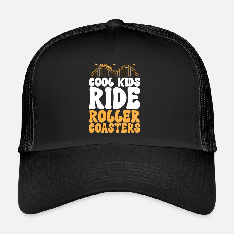 Achterbahn Rollercoaster Freizeitpark - Trucker Cap - Schwarz/Schwarz