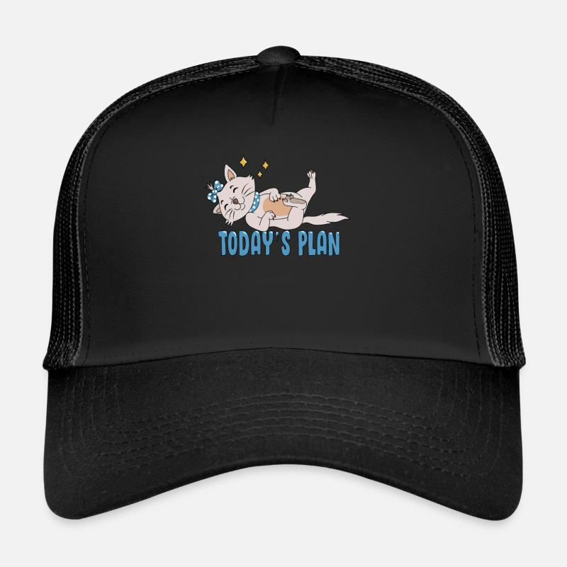 Schlafende Katze will heute Schlafen Schlafanzug - Trucker Cap - Schwarz/Schwarz