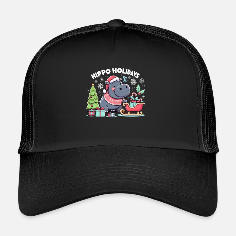 Noël hippopotame Père Noël Casquette trucker 