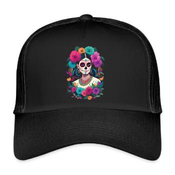 L’élégance du Jour des Morts - La Calavera Catrina - Casquette trucker  - noir/noir - Devant
