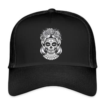 L’élégance du Jour des Morts - La Calavera Catrina - Casquette trucker  - noir/noir - Devant