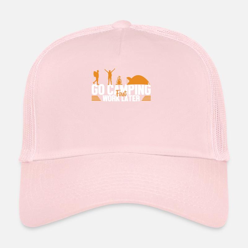 Camping First Work Later Tents Glamping Camper Trucker Cap