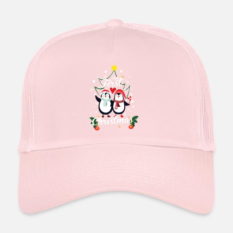 Pingouins premier nouveau-né de Noël Casquette trucker 