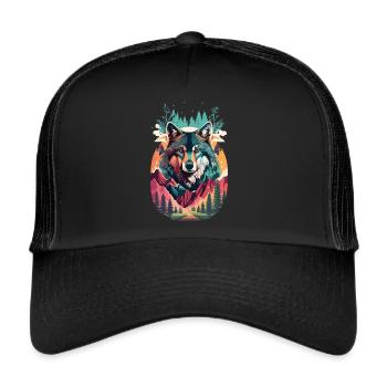 Wolf Spirit in the Wild - Trucker Cap - black/black - Front