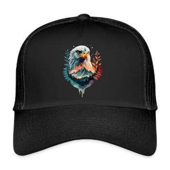 Eagle and mountain landscape in harmony - Trucker Cap - black/black - Front