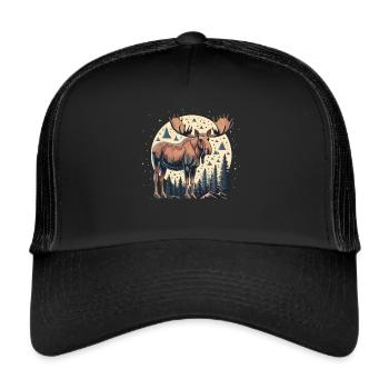 Im Einklang mit der Natur: Elch des Nordens - Trucker Cap - Schwarz/Schwarz - Vorne