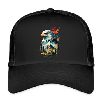 The Freedom of the Sky: Eagles and Mountain Landscape - Trucker Cap - black/black - Front