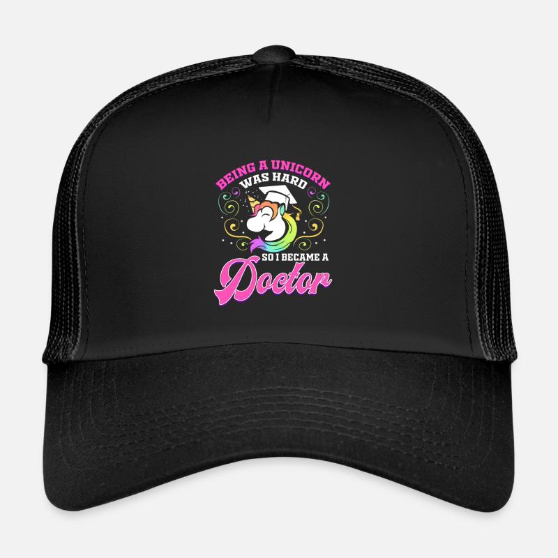Frau Doktor Abschluss Ph.D. Lustiges Geschenk - Trucker Cap - Schwarz/Schwarz