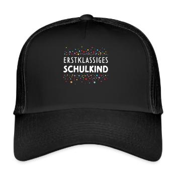 Erstklassiges Schulkind Schulanfang Schulanfänger - Trucker Cap - Schwarz/Schwarz - Vorne