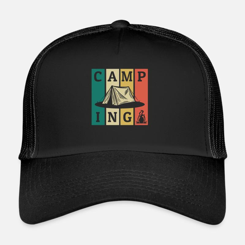 Camping Retro Strips Tentes Glamping Camping Casquette trucker 