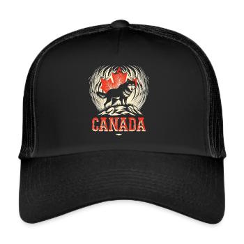 Maple Leaf et Wolf Wilderness of Canada (en anglais seulement) - Casquette trucker  - noir/noir - Devant