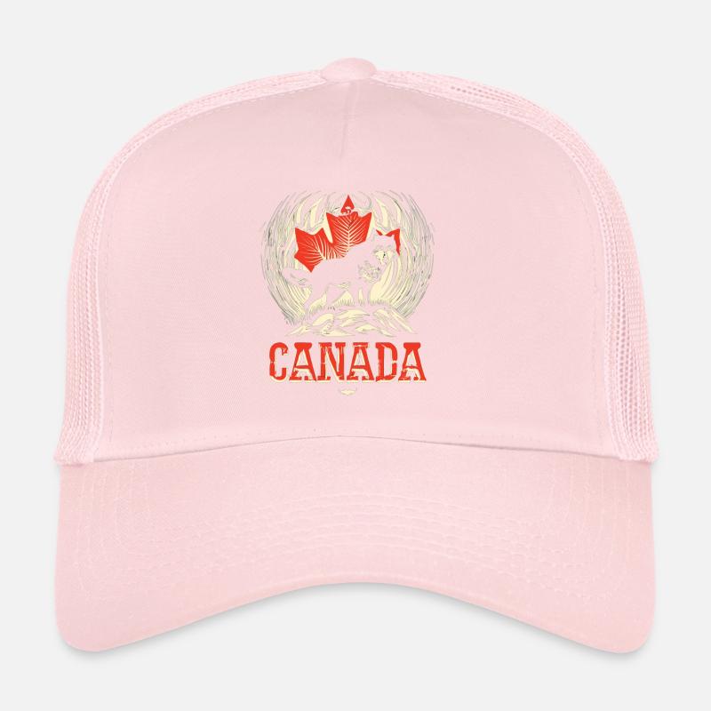 Maple Leaf and Wolf Wilderness of Canada Trucker Cap