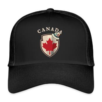 Armoiries du Canada avec chapeau avec yeux - Casquette trucker  - noir/noir - Devant