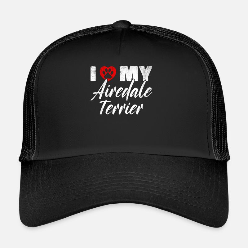 Airedale Terrier Gifts - Trucker Cap - Schwarz/Schwarz