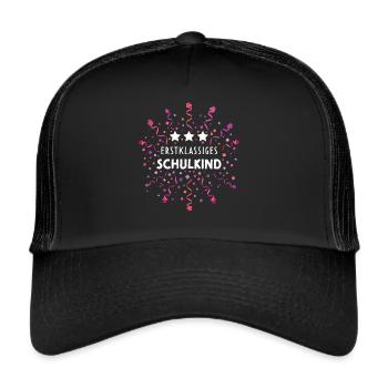 Erstklassig Schulkind Einschulung Schulanfänger - Trucker Cap - Schwarz/Schwarz - Vorne