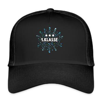 1. Klasse Einschulung Schulanfang Schulanfänger - Trucker Cap - Schwarz/Schwarz - Vorne