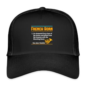Joueur de cor français Corniste de cuivres - Casquette trucker  - noir/noir - Devant