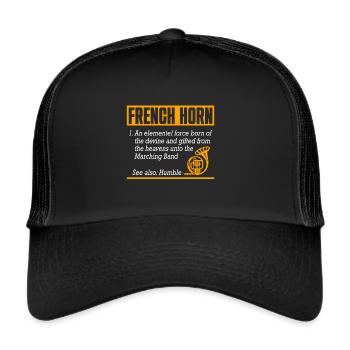 Joueur de cor français Corniste de cuivres - Casquette trucker  - noir/noir - Devant