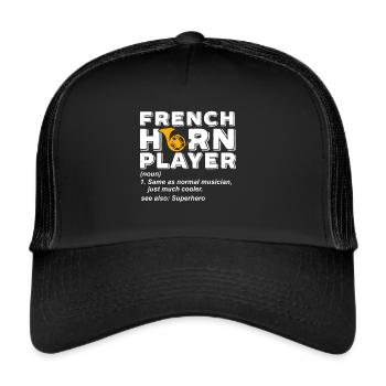 Joueur de cor français Corniste de cuivres - Casquette trucker  - noir/noir - Devant