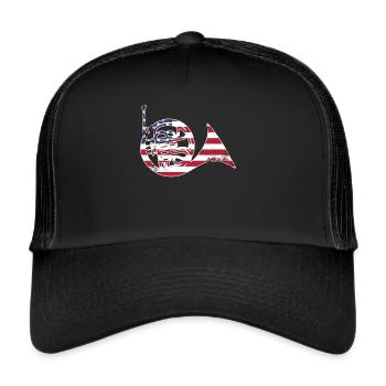 Joueur de cor français Corniste de cuivres - Casquette trucker  - noir/noir - Devant